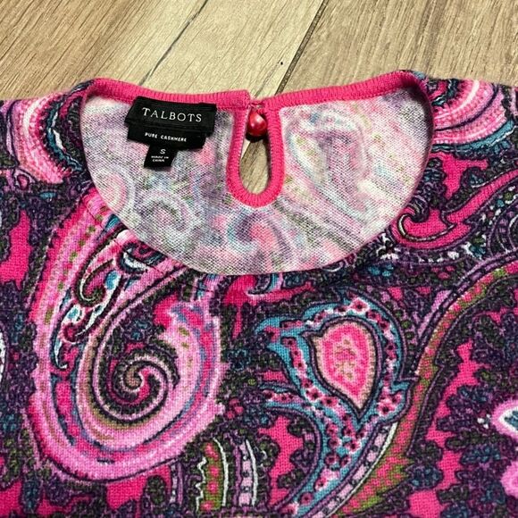 Talbots Audrey Paisley Pink & Purple Cashmere Sweater Small EUC - Picture 4 of 8